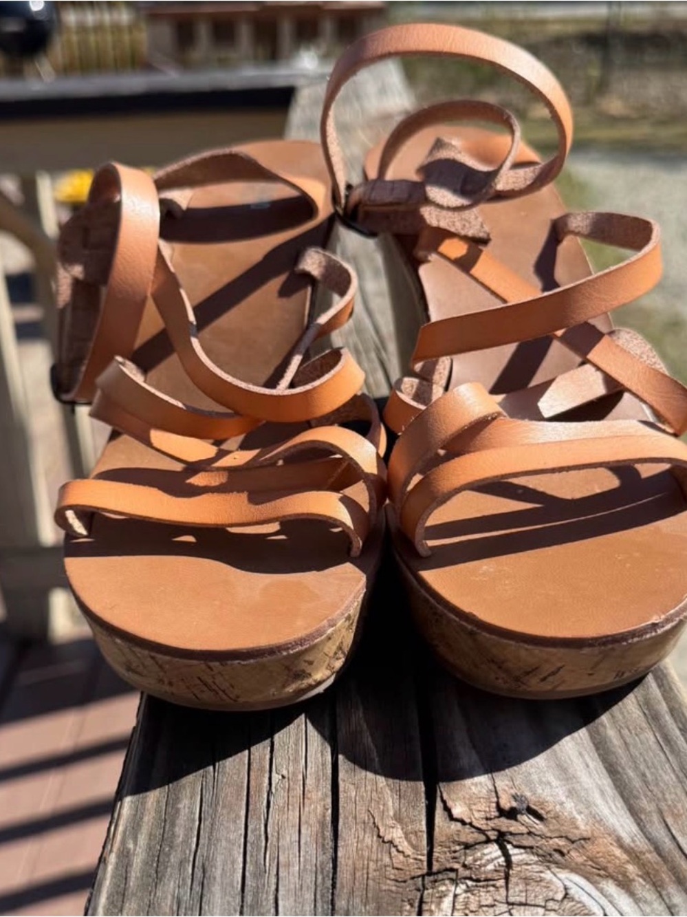 Target Tan Strappy Wedge Sandals